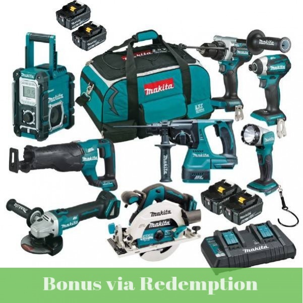 Makita DLX8046GX1 - 18V 2x6.0Ah LXT Cordless Brushless 8 Piece Combo Kit